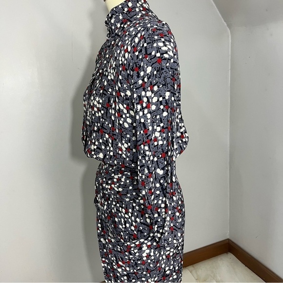 Vintage Long Sleeve Womens Wiggle Dress Small Bodycon Abstract Dots Unique Retro - Picture 6 of 14